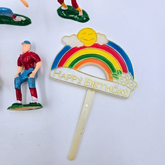 Vintage Baseball Players Cake Decorations Bat Happy Birthday Read - Picture 8 of 8